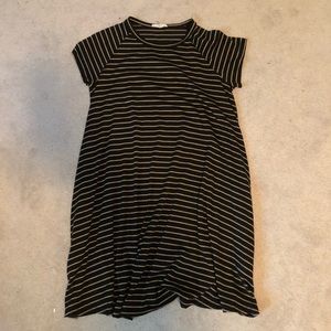 Black and Tan Striped T-Shirt Dress